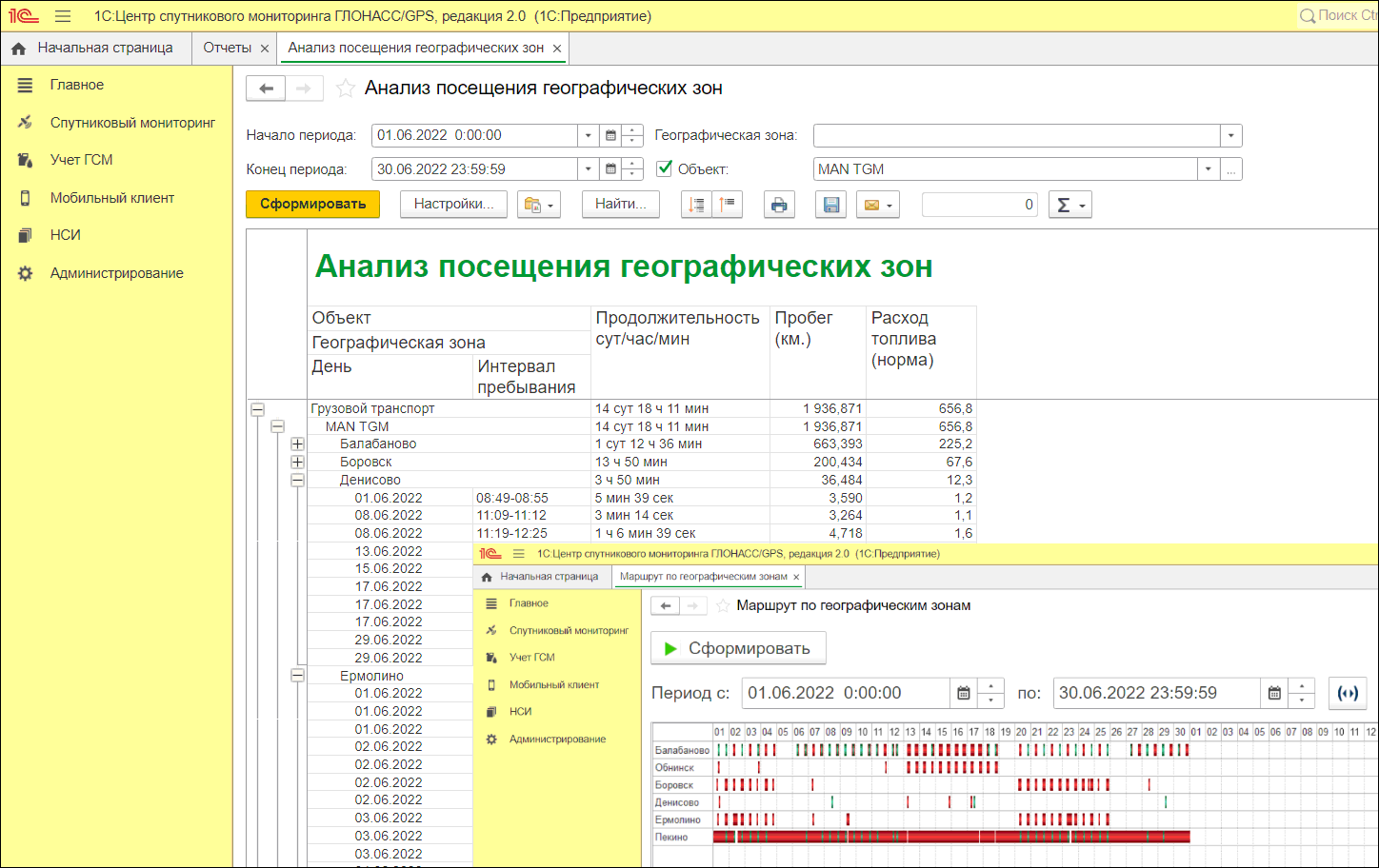 1С Предприятие 8. Центр спутникового мониторинга ГЛОНАСС/GPS